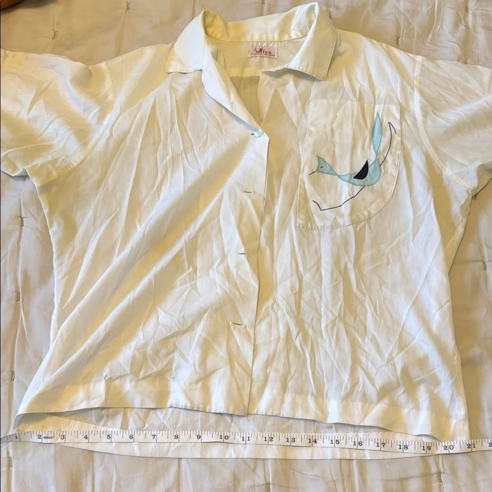 Vintage cropped White Shirt with roadrunner Design - Picture 4 of 9